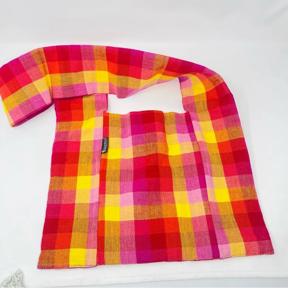 Barefoot Sri Lanka Handwoven Cotton Plaid Shoulder‎ Bag
